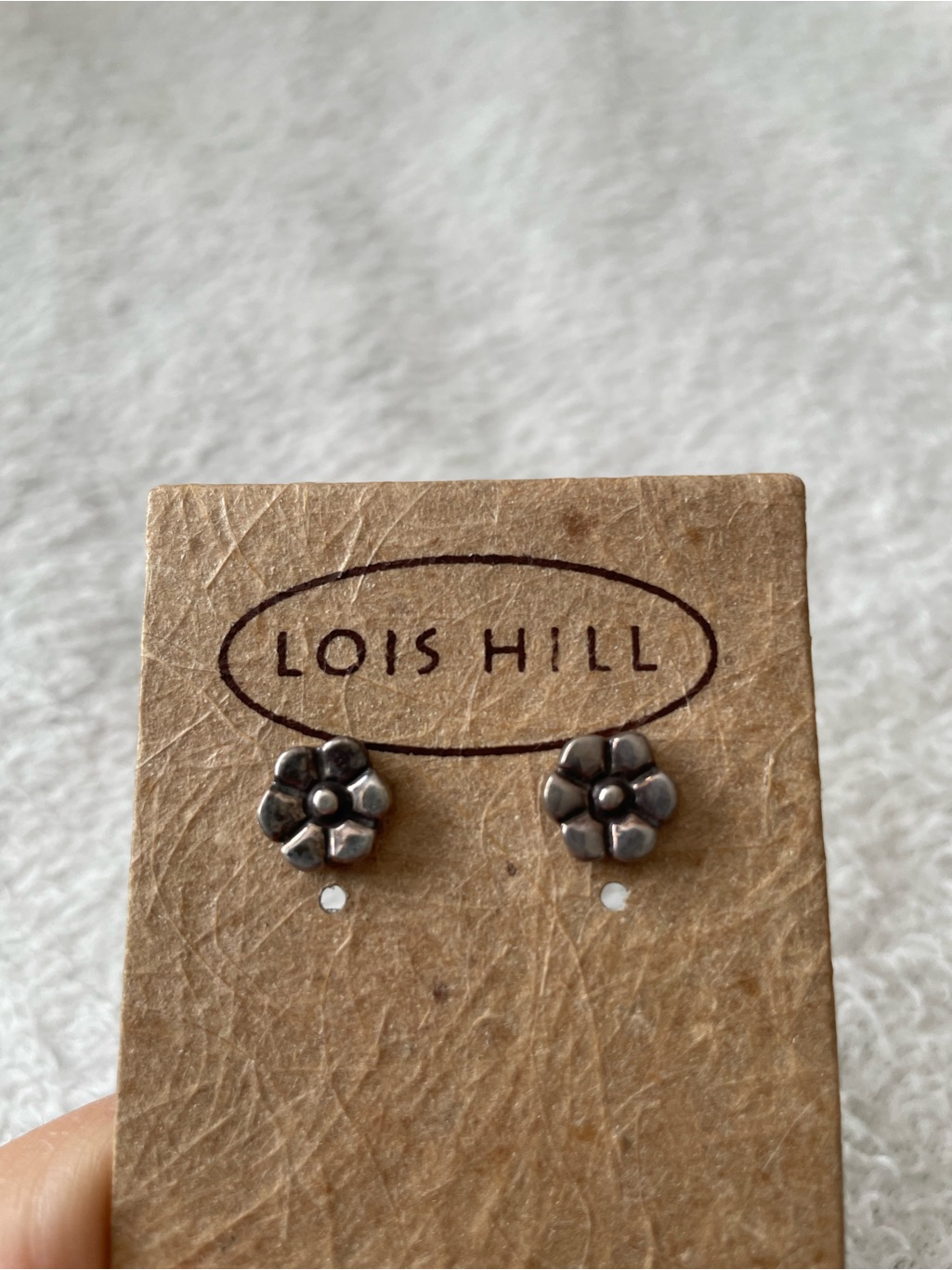 Vintage Lois Hill 925 Sterling Silver Flower Stud Earrings  Silver